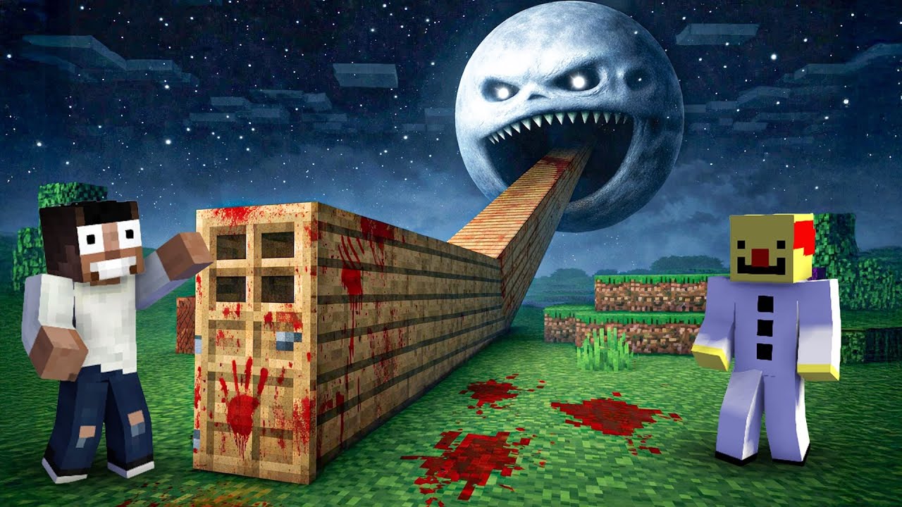 Minecraft, We found a GIANT DOOR to the CURSED MOON || Minecraft Mods || Minecraft gameplay