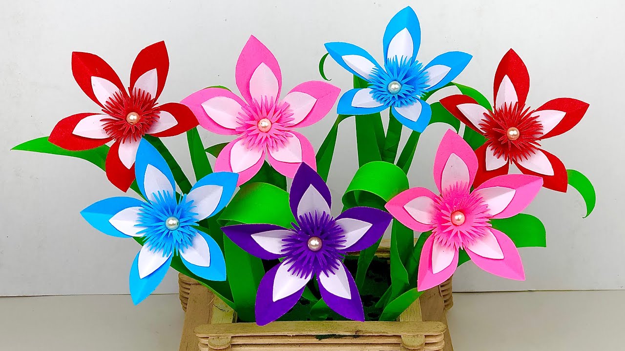 Beautiful Paper Flower Making | Paper Craft | Home Decor | Beautiful Paper Flowers | DIY Flowers