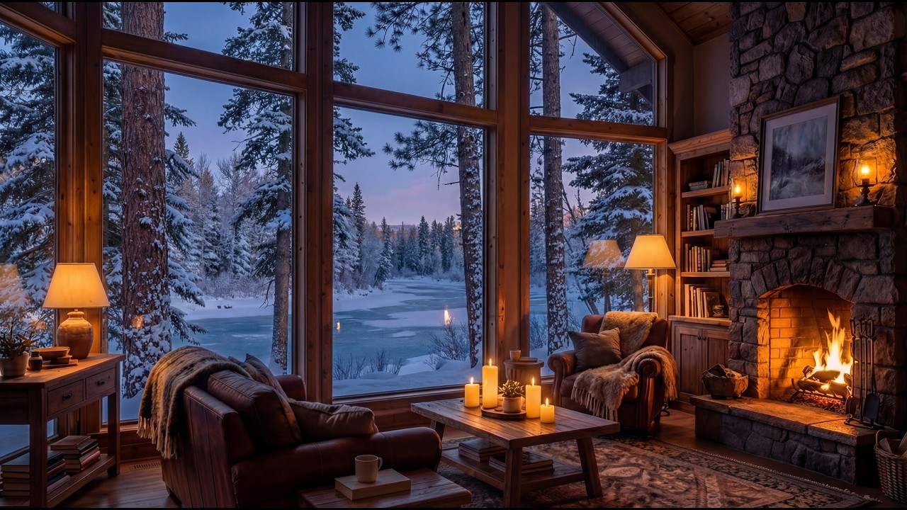2 Hours - Cozy Winter Ambience - Morning Chill - Relaxing Piano Music & Snowfall Sounds for Study