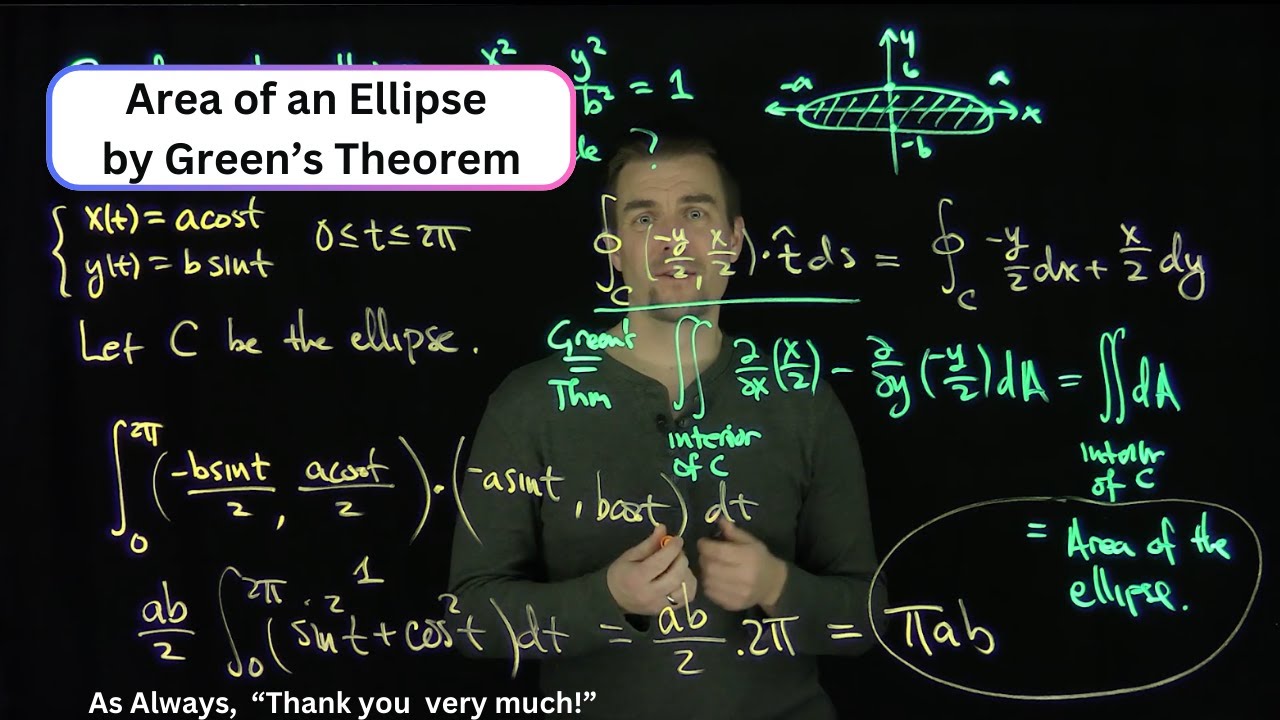 The Area Inside an Ellipse Using Green's Theorem