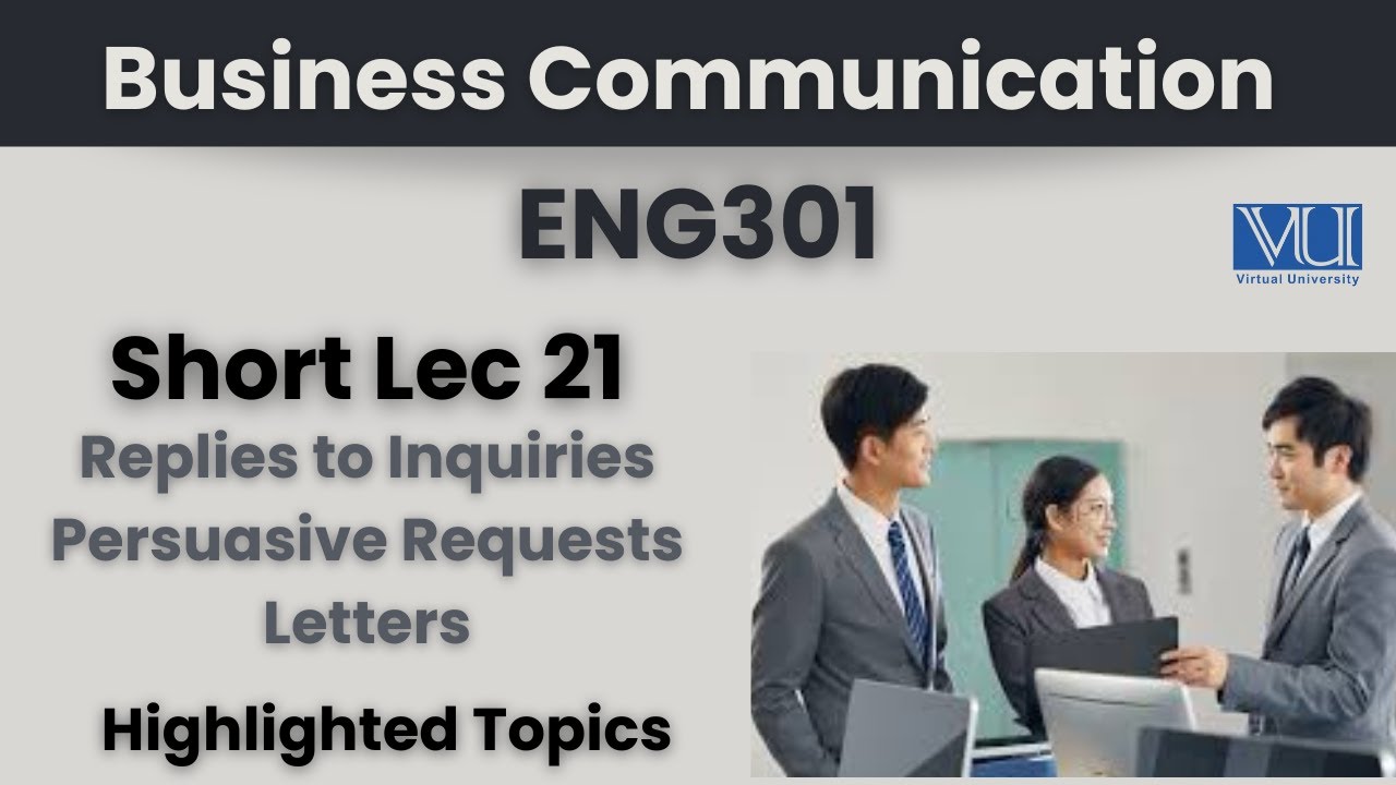 ENG301 Short Lecture 21_Replies to Inquiries_Persuasive Requests_Letters_Final Term short lectures