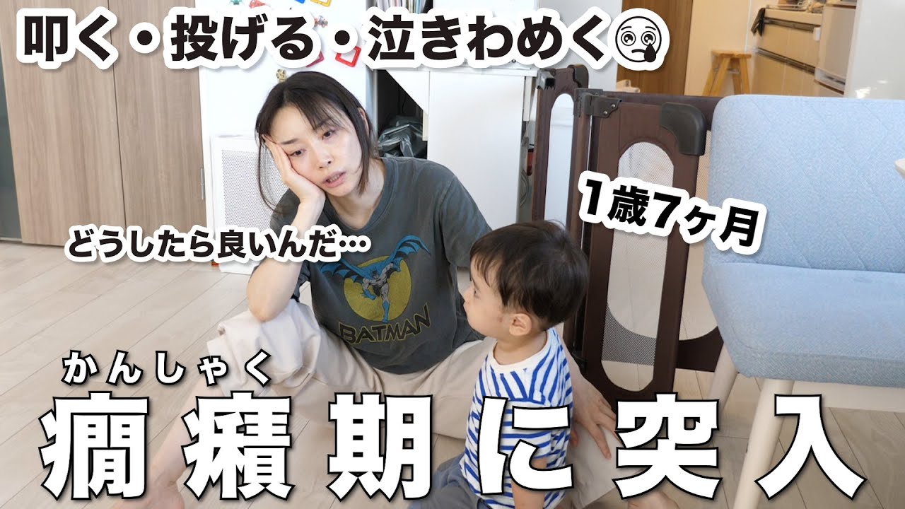 ついに癇癪期突入🥲叩く・投げる・泣きわめく息子に困惑する母の１日【1歳7ヶ月】