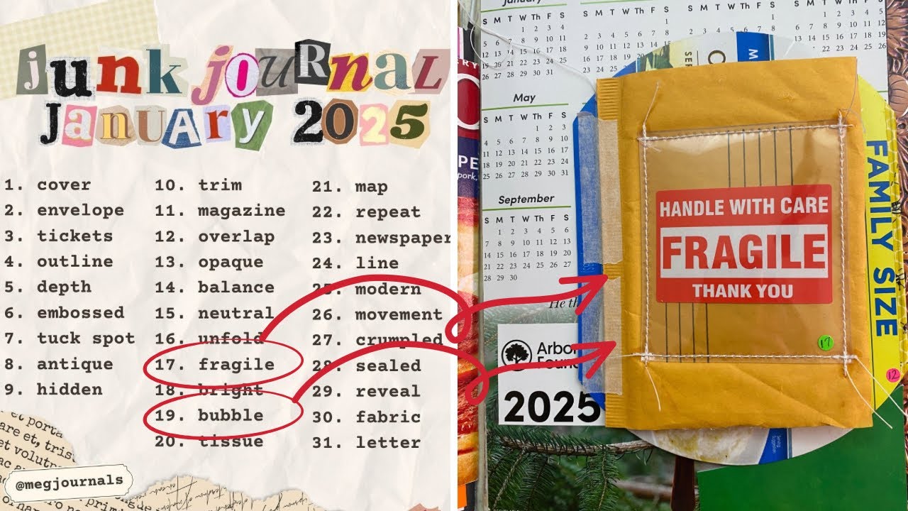 Junk Journal January 2025 Day 17 & 19: Fragile and Bubble