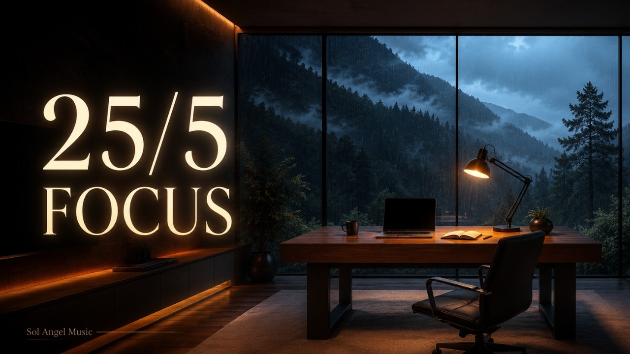 25/5 Pomodoro Timer for Writing & Study | Rainy Mountain Office + Focus Music