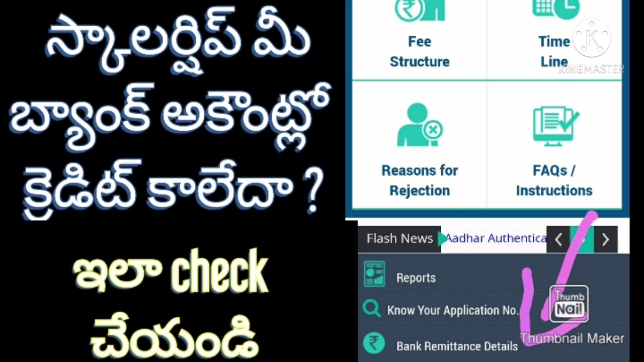 check scholarship credit in bank account||TS e pass money