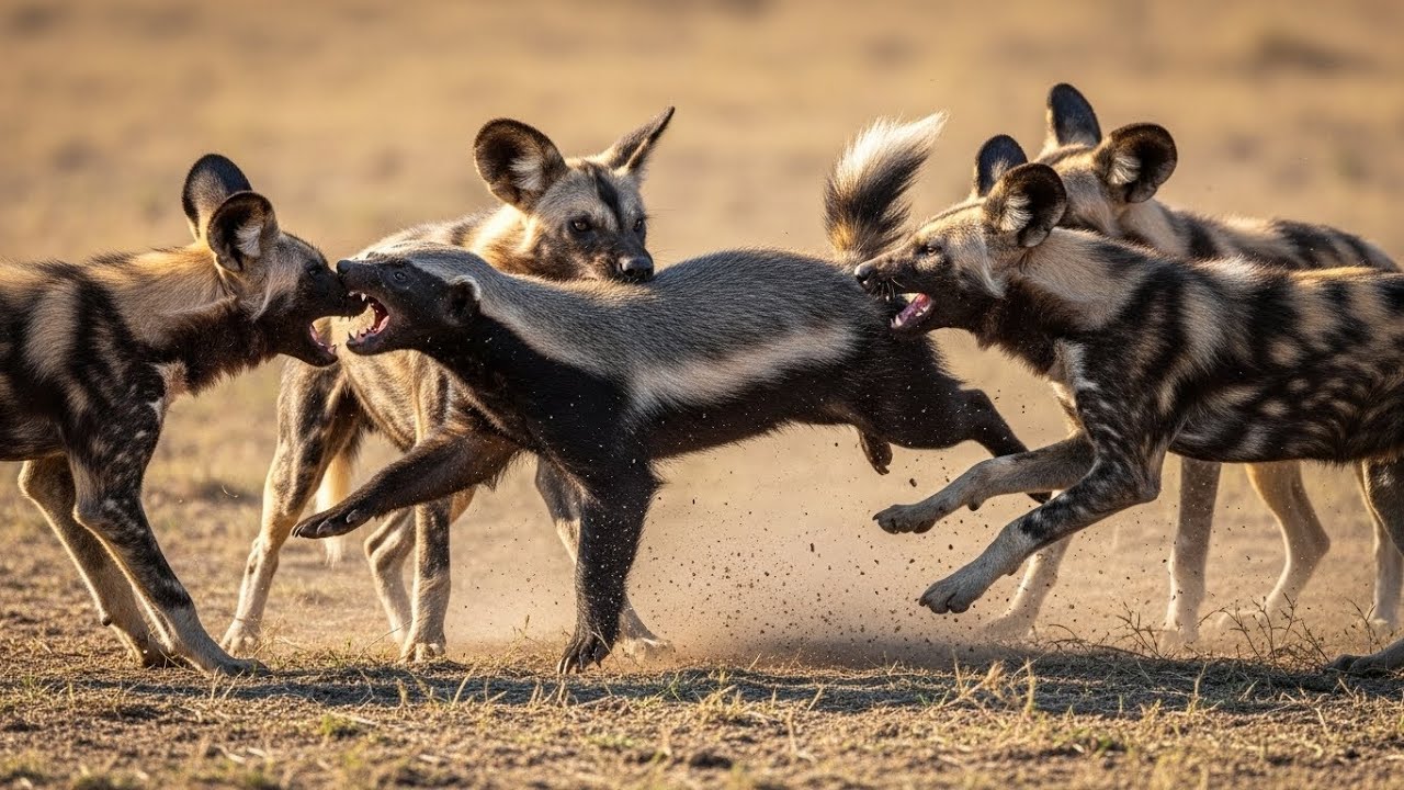 Honey Badger vs African Wild Dogs &ndash; Epic Wildlife Tug-of-War in Africa | ShineBliss