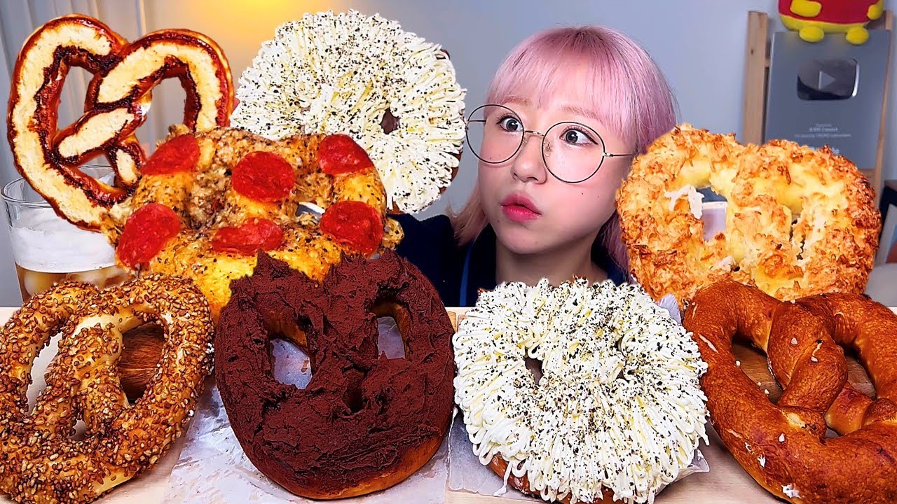 브레디포스트 프레즐🥨 버터페퍼 초코 코코넛 메밀 페퍼로니 프레즐 빵 디저트 먹방 Dessert Mukbang