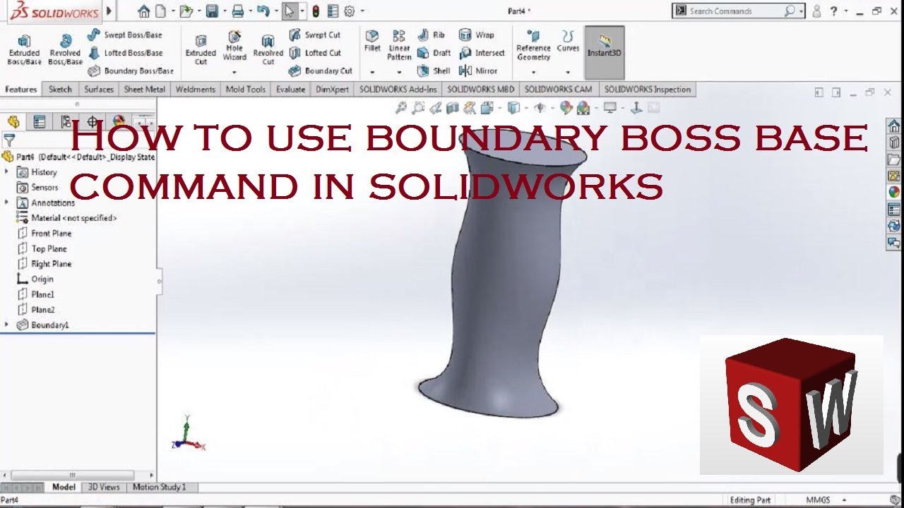 How to use Boundary Boss base command In Solidworks | ThinkNEXT Technologies