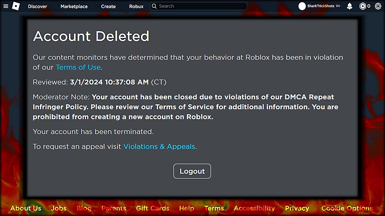 Roblox actually terminated my account... 💀