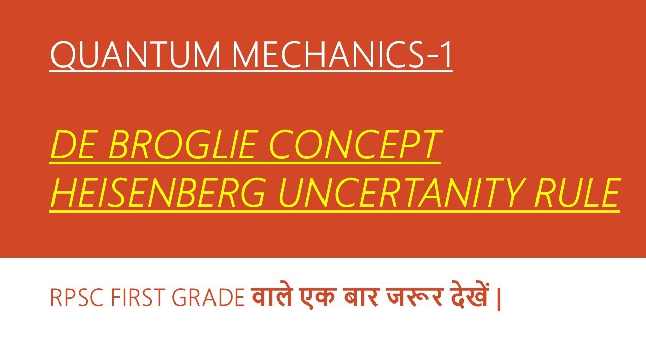 QUANTUM MECHANICS -1- DE  BROGLIE CONCEPT ,HEISENBERG UNCERTAINTY PRINCIPLE  |ONLINE CHEMISTRY|