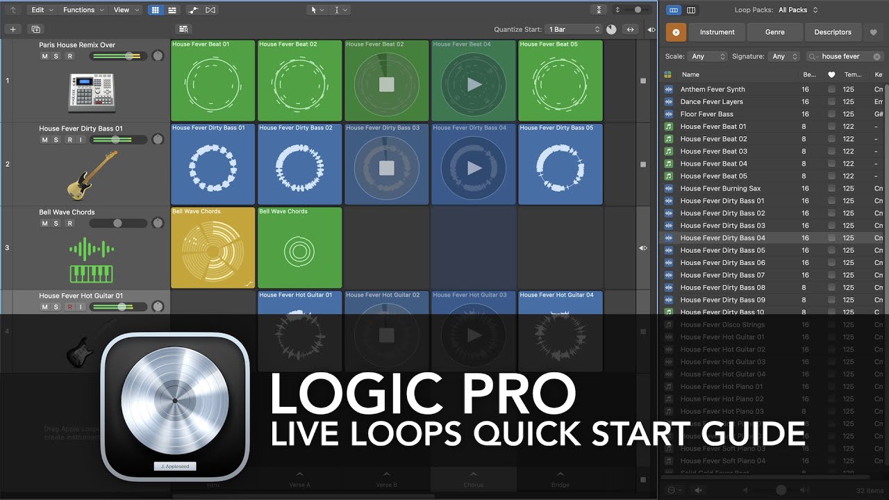 Logic Pro — Краткое руководство по Live Loops