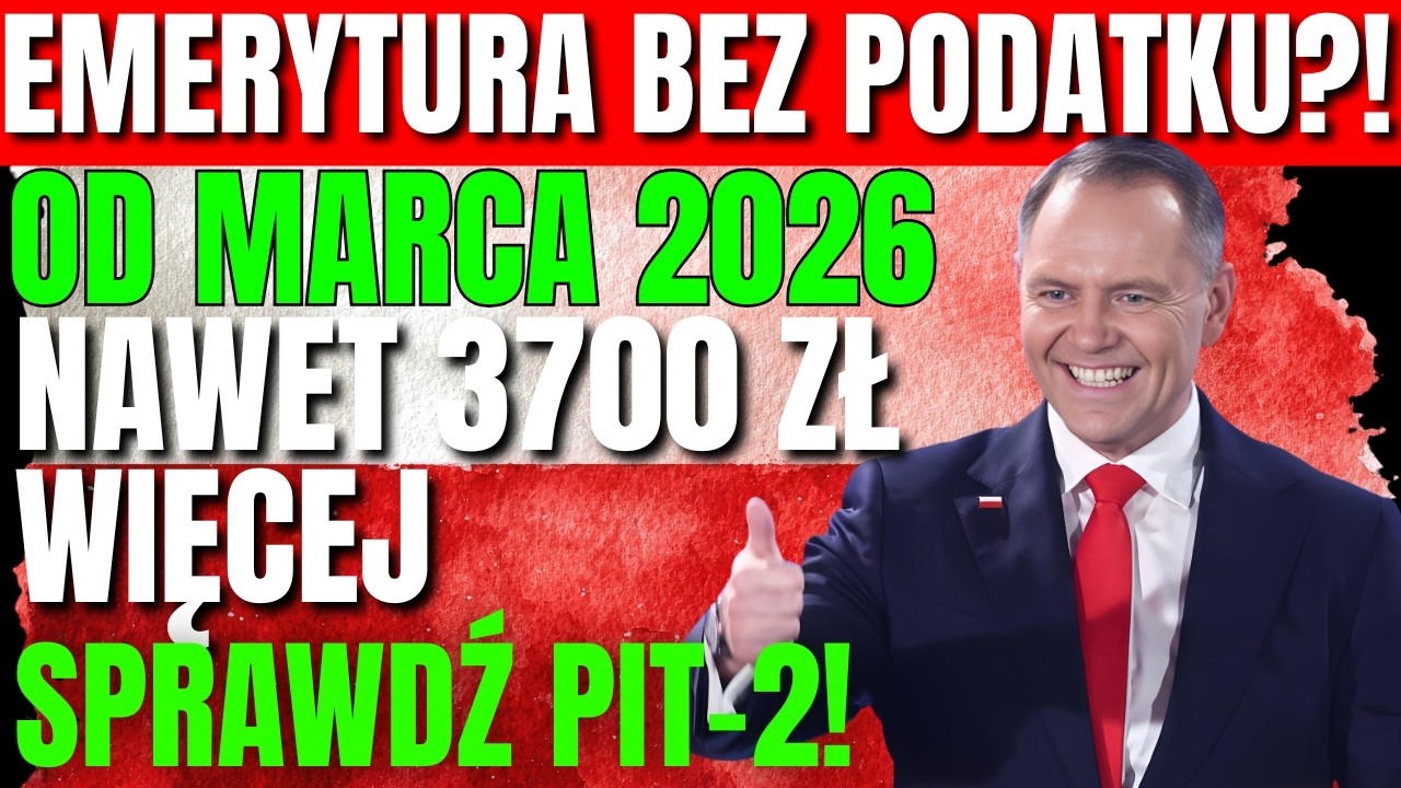 SZOK! Emerytura bez podatku od marca 2026 – nawet 3700 zł więcej dla seniorów (ZUS)