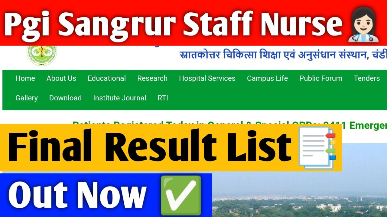 Pgimer Sangrur Staff Nurse Final Result List Out Now