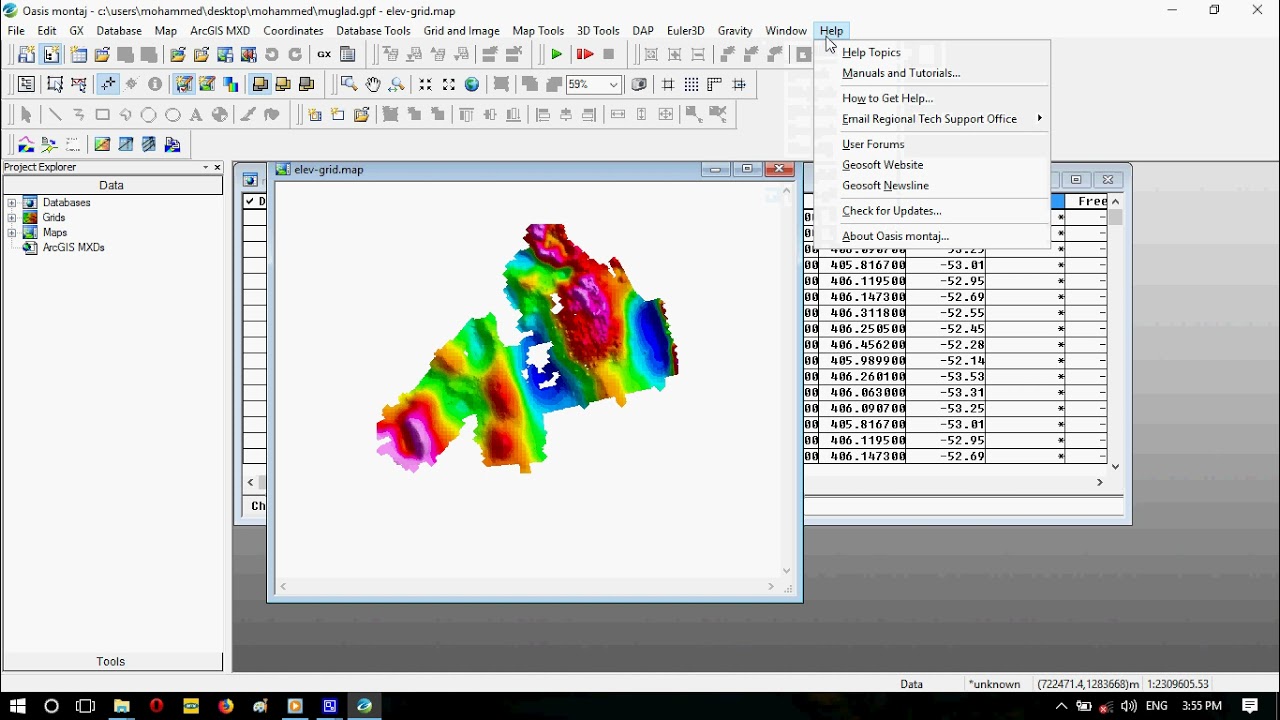 Create Gravity  Map by using Oasis Montaj  Software
