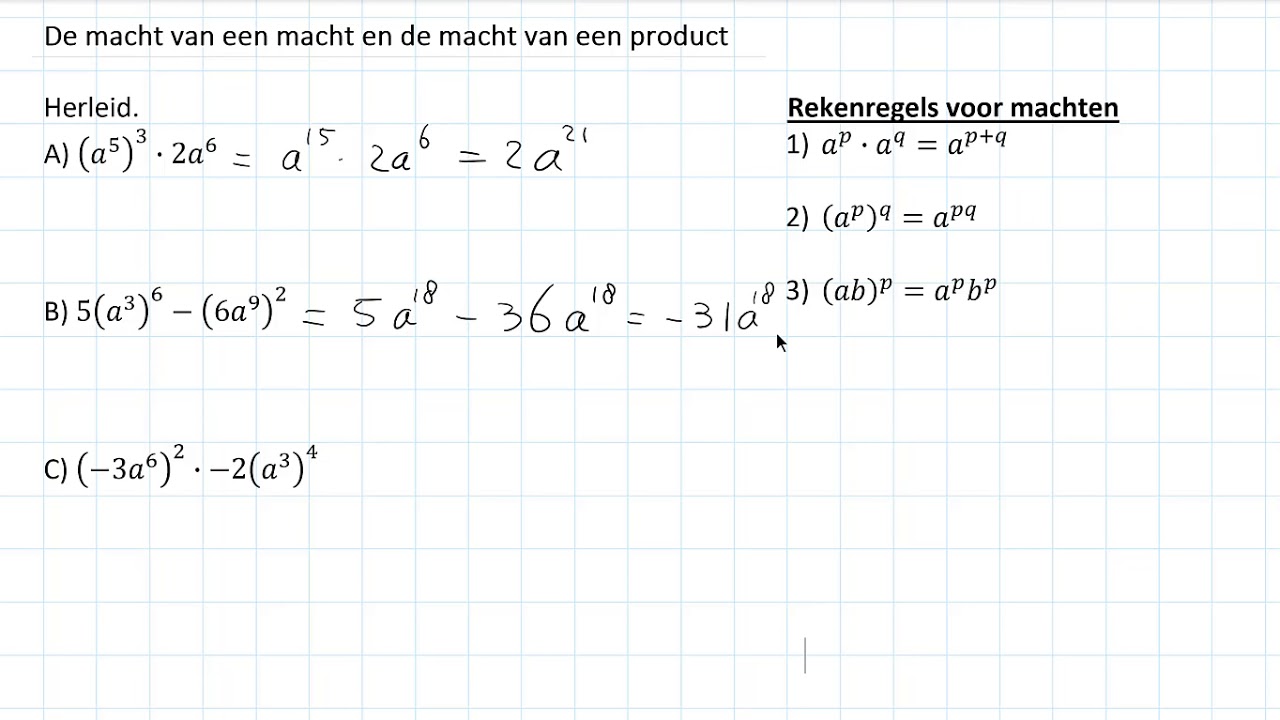 De macht van een macht en de macht van een product (3 HAVO)