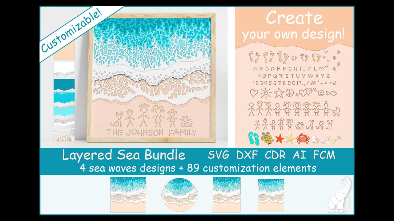 How to customize the layered sea design in Cricut Design Space