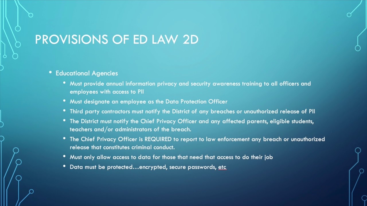 Safe Schools - Education Law 2-d Regarding Student Data Privacy
