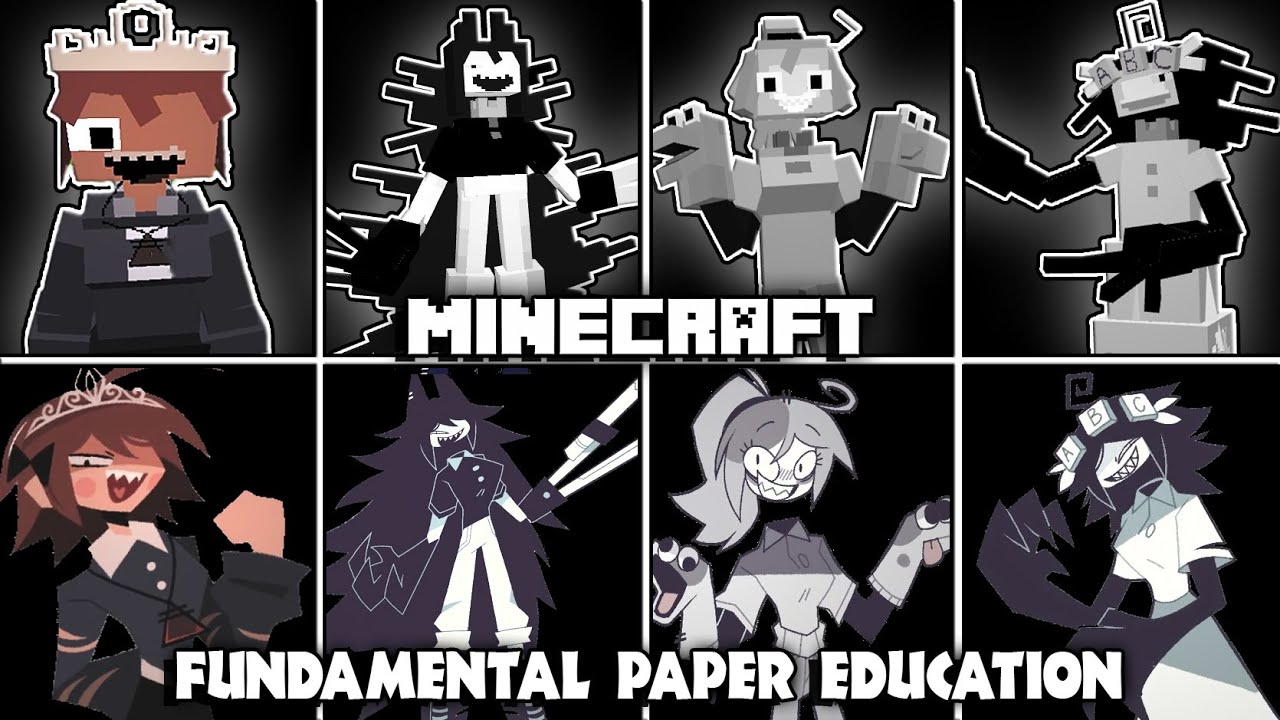 [All Characters][All Jumpscares] Minecraft vs Roblox vs Fundamental Paper Education