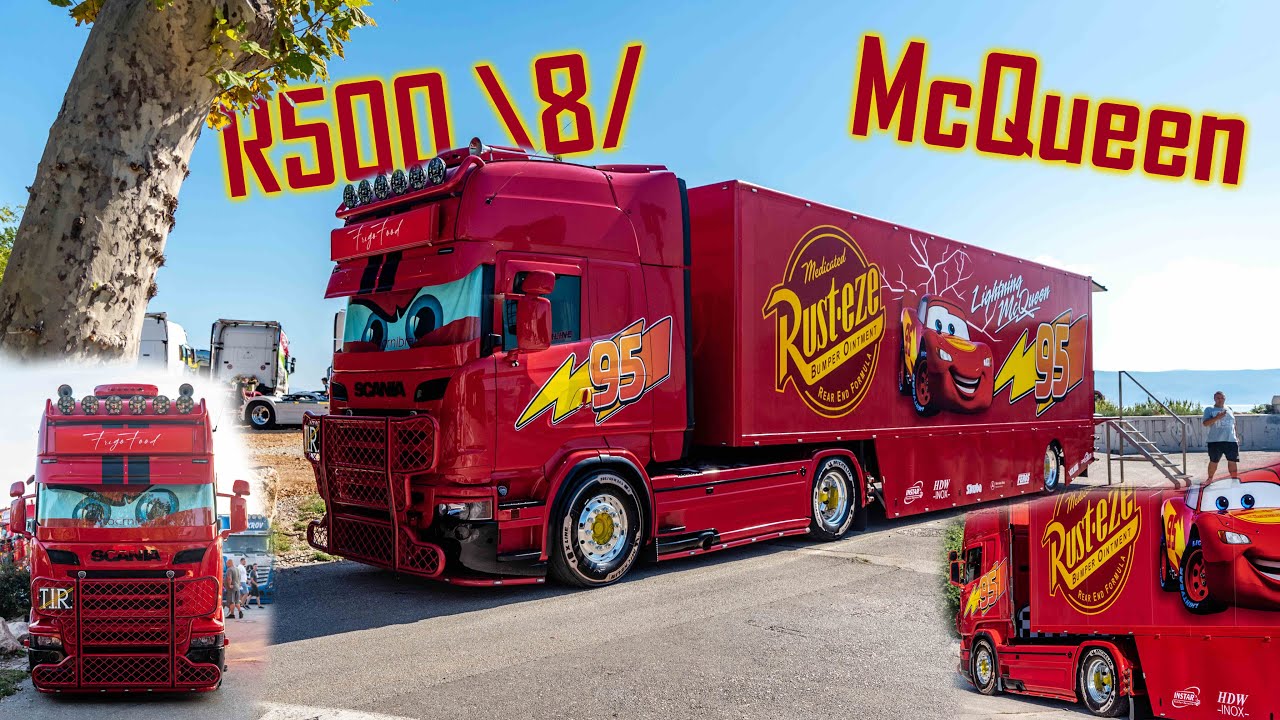 ROLLING IN STYLE: Scania R500 V8 'Lightning McQueen' // *FrigoFood, Croatia* *SOUND*