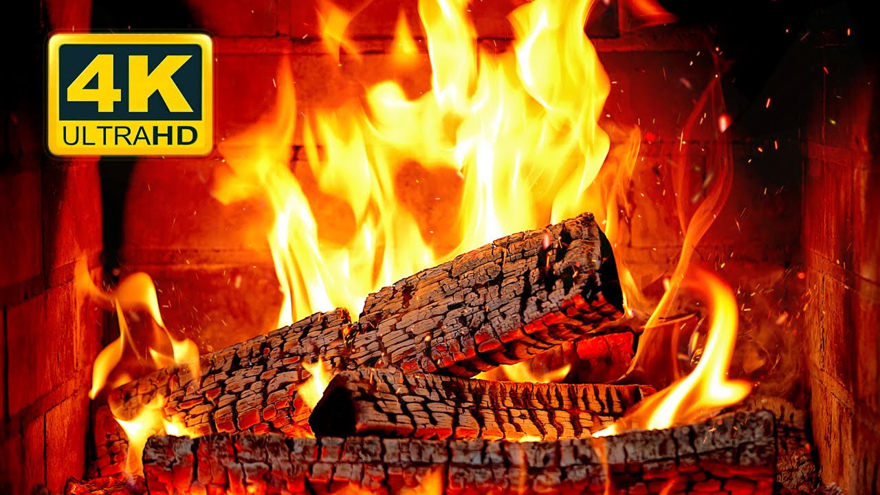 🔥 FIREPLACE Ultra HD 4K. Fireplace with Crackling Fire Sounds. Fireplace Burning. Fire Background
