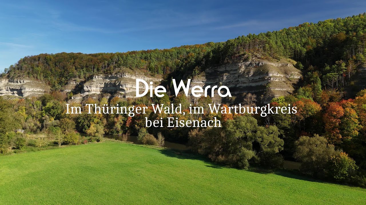 Die Werra. Von Amt Creuzburg bis Treffurt (Thüringen) im Wartburgkreis. Drohnenaufnahme