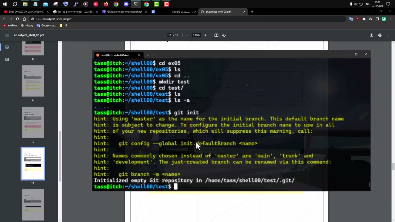 Shell 00 ex05 GiT commit C Piscine 1337