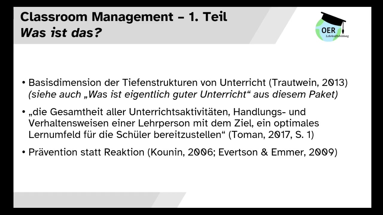 Was ist eigentlich Classroom Management? 1. Aus dem Paket Guter Unterricht | Universität Oldenburg