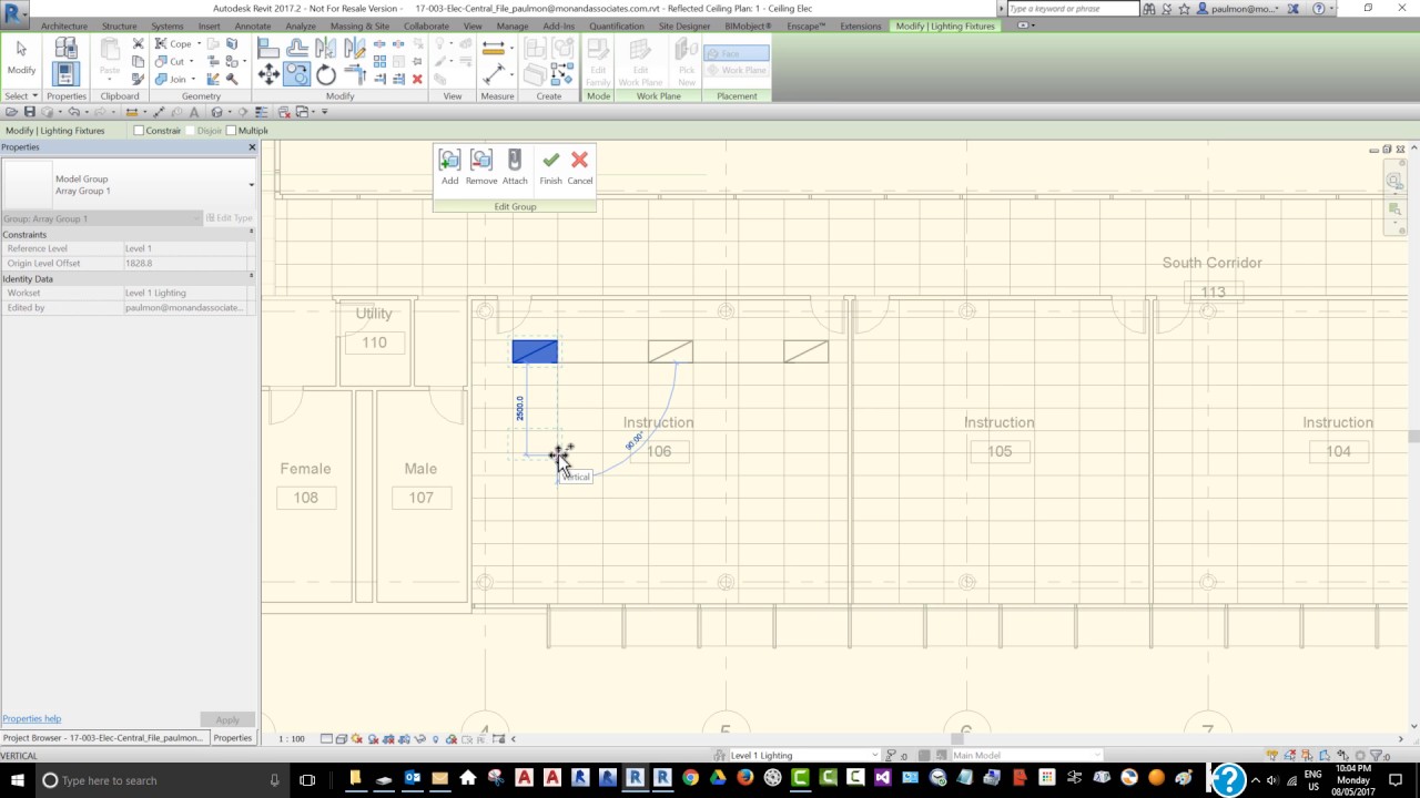 REVIT 2017 - Place light fixtures with Array