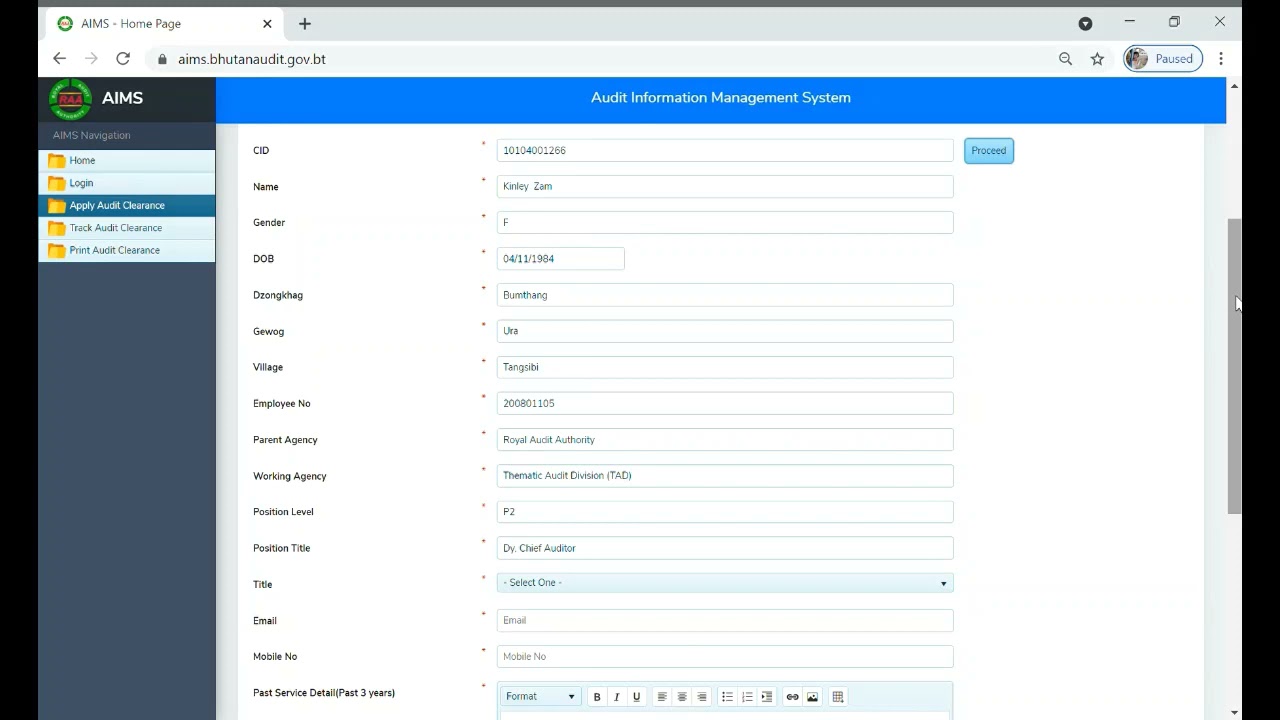 Applying for Audit Clearance