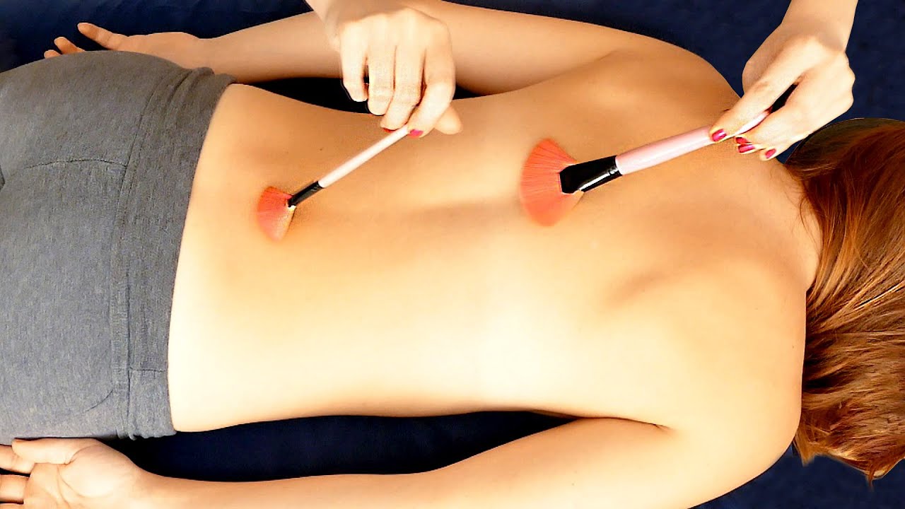 ASMR Massage Spa Back Tickling, Tracing, Scratch, Brushing, Binaural Ear to Ear Whisper