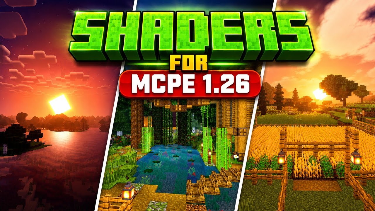 TOP 3 Best Lightweight Shaders for MCPE 1.26.32+ || #shaders #minecraft  #mcpe 