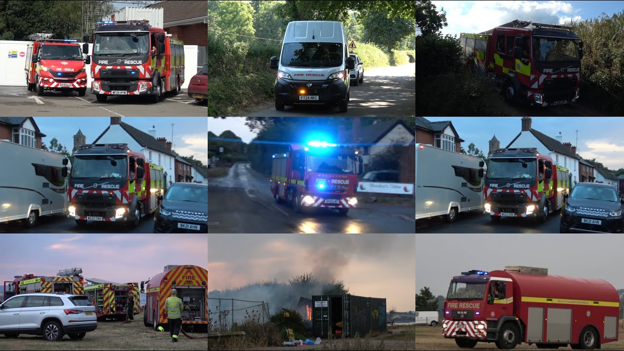 *ON SCENE* Fire Engines responding and On Scene footage from Building Fire and Field Fire in Devon