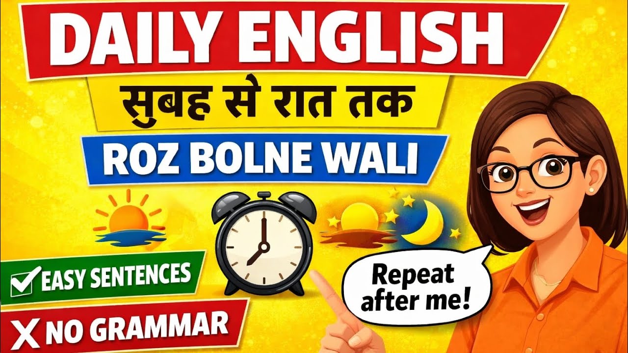 सुबह से शाम तक बोली जाने वाली English |English sikhne का आसान तरीका | daily routines वाक्य in hindi 
