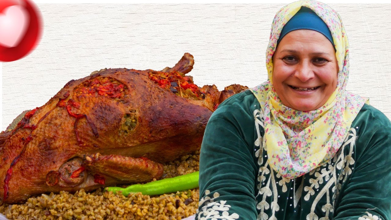 البط البلدي المحشي فريك من ايد ام احمد بالطعم الفلاحي😉