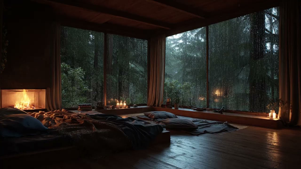 Peaceful Piano with Rainfall for Deep Sleep and Stress Relief