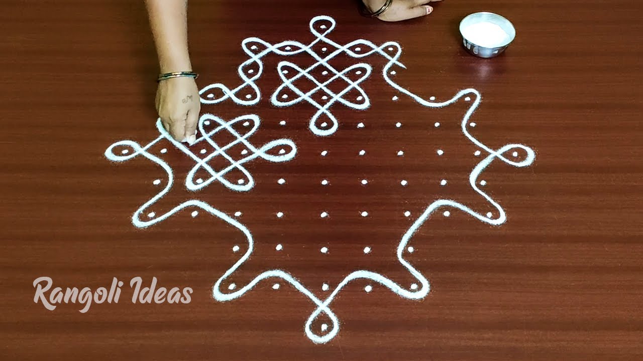 Attractive Big Sikku Kolam with 11x1 dots | அழகான பெரிய 11 புள்ளி சிக்கு கோலம் | Easy Muggulu Design