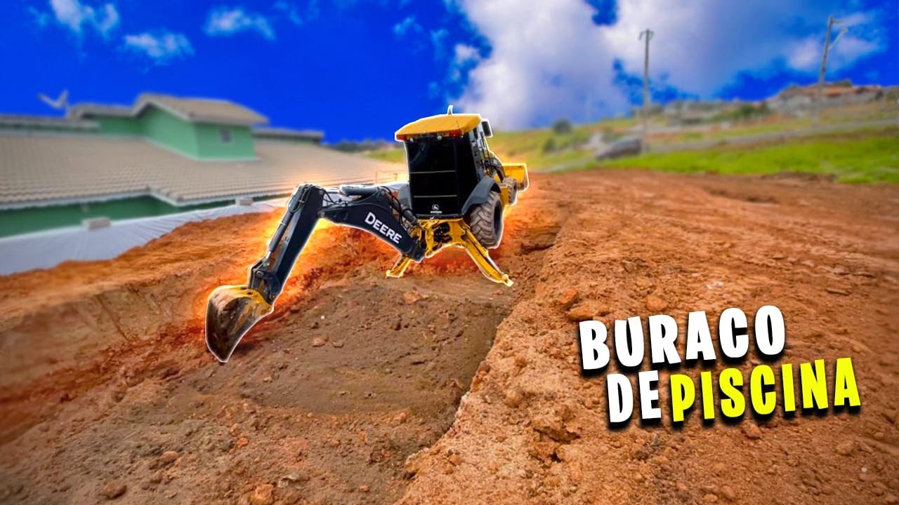 RETROESCAVADEIRA JONH DEERE 310L FAZENDO BURACO DE PISCINA