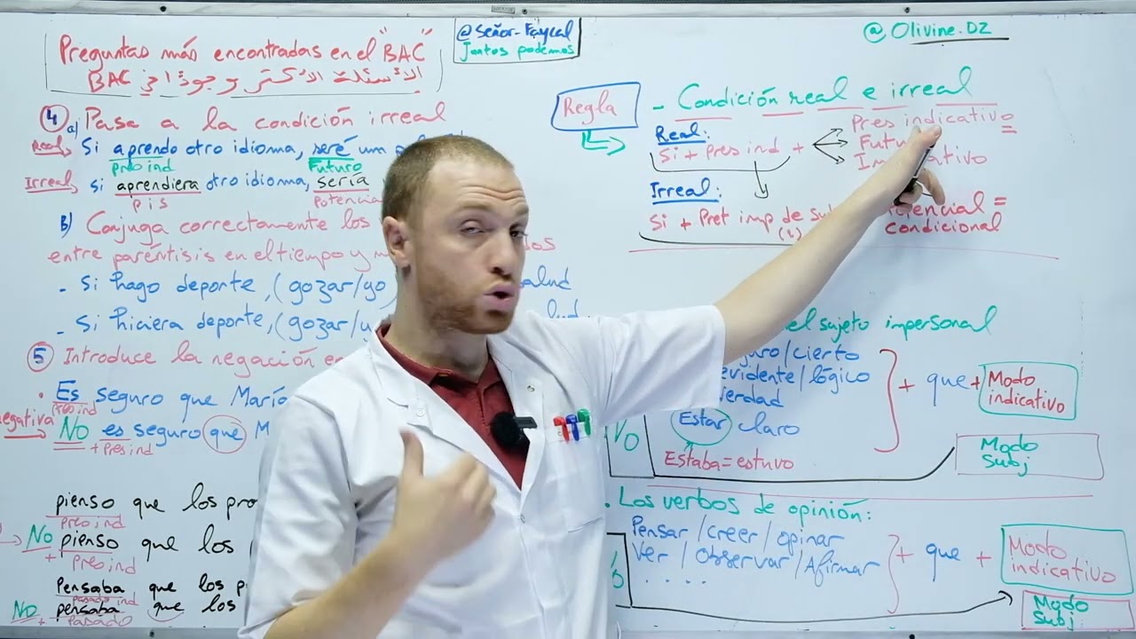الأسئلة الأكثر وجودًا في بكالوريا اللغة الأسبانية مع الأستاذ فيصل