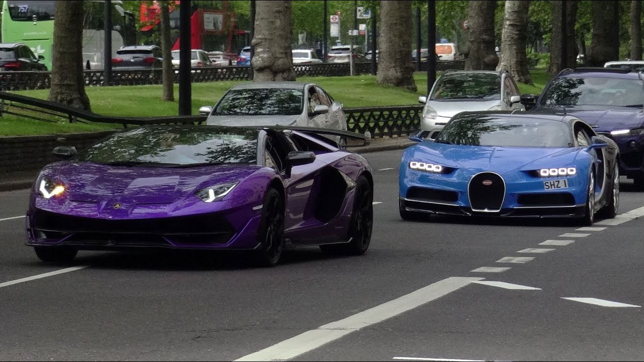 Supercars in London May 2021 - Lamborghini Sian,  Buggati Chiron and more.