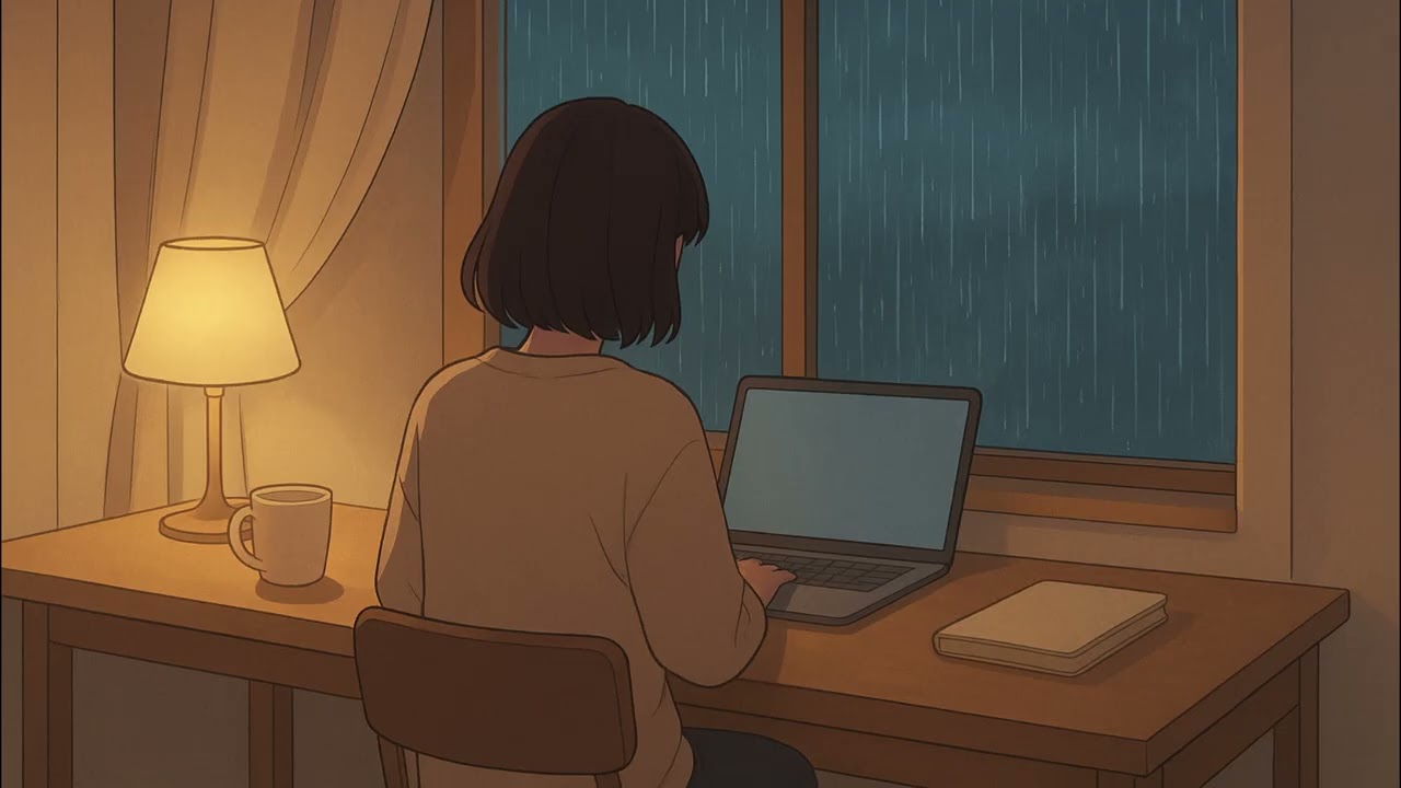 Soft Rain Study Ambience • Cozy Room • No Music (잠시 쉬어가요)