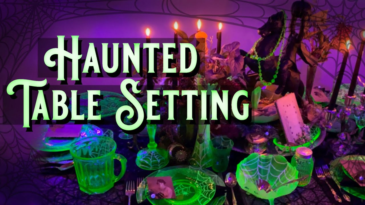 URANIUM GLASS TABLE SETTING 💚 Thrift Flip Halloween DIY 💚