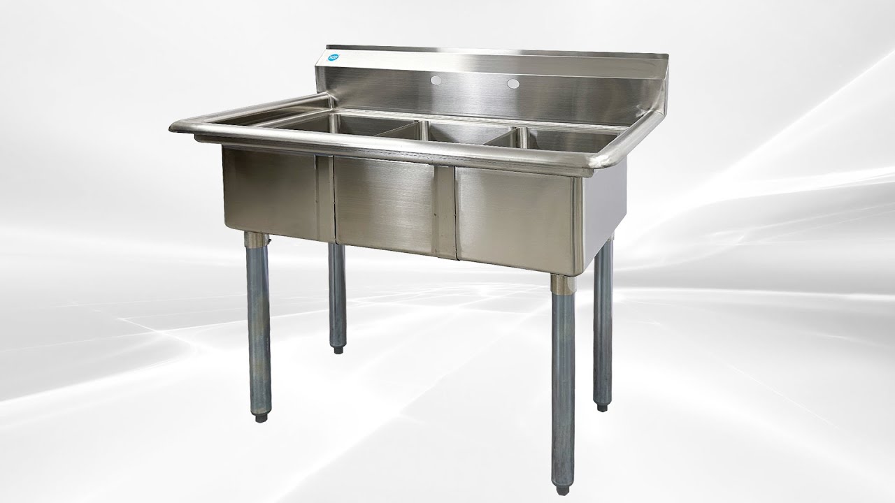 Three 3 Compartment Stainless Steel Commercial Kitchen Bar Sink Heavy Duty Utility Kitchen C3T101410