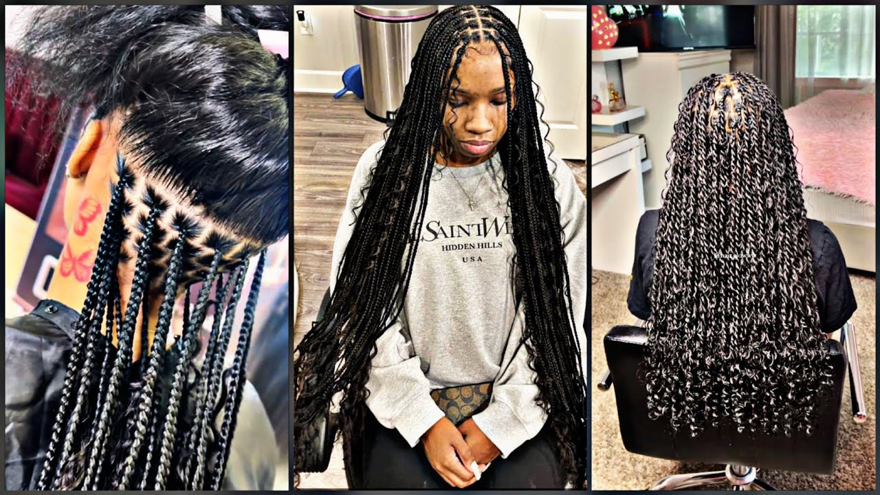 Knotless/Goddess braids tutorials #viral #braids