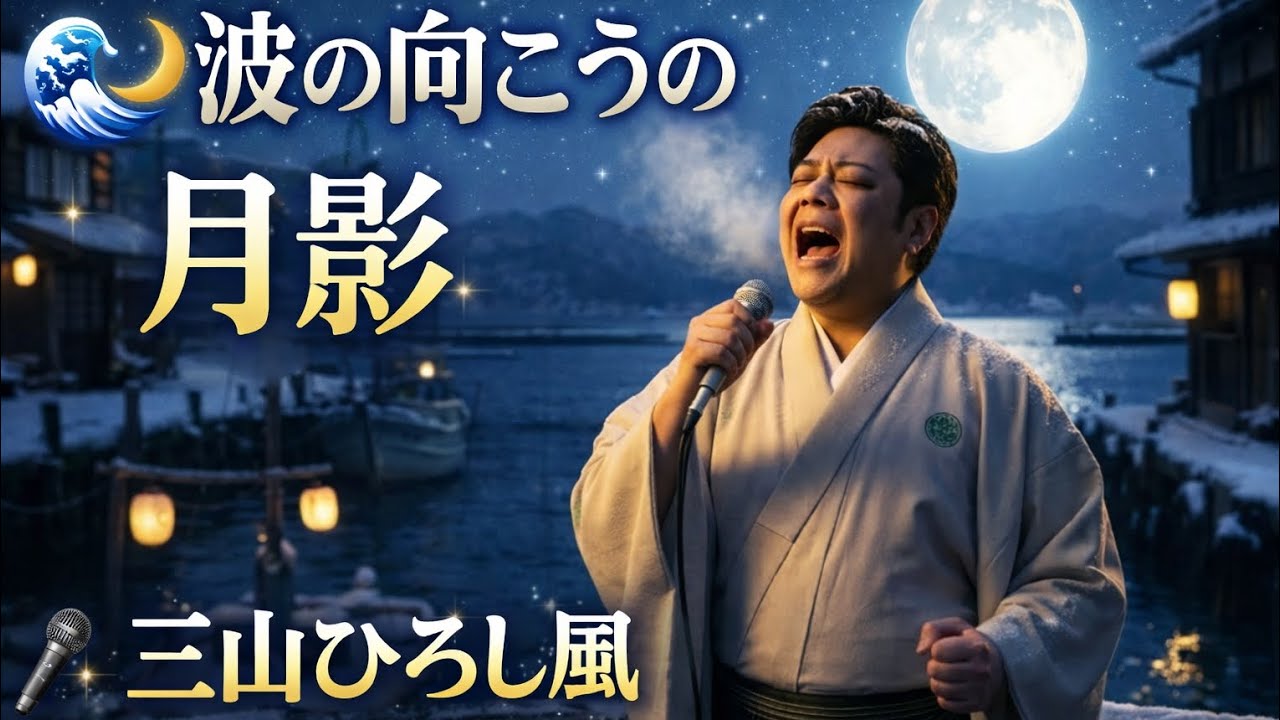 🌊🌙 波の向こうの月影 🎤 三山ひろし風 🎶