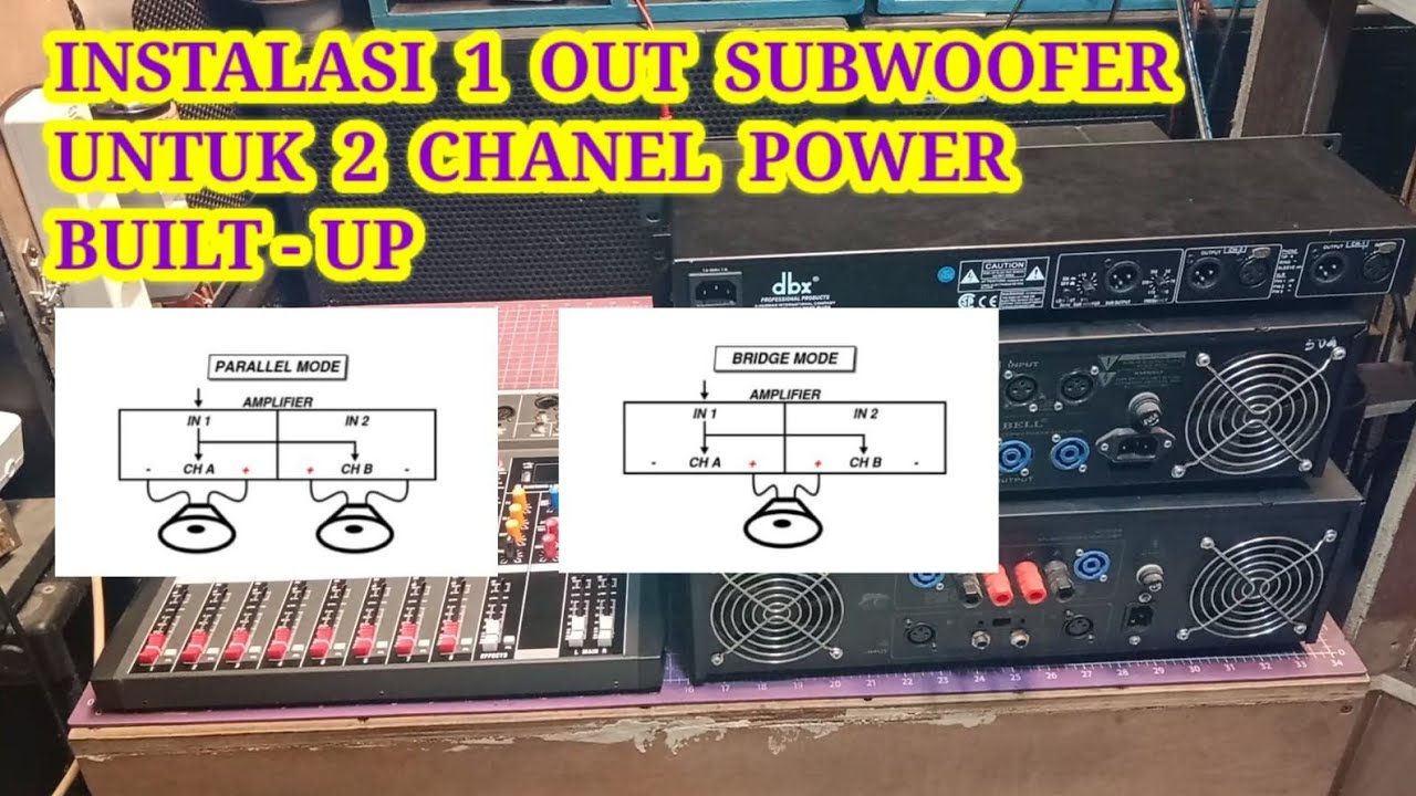 Cara sambung 1 output Subwoofer untuk power 2 chanel