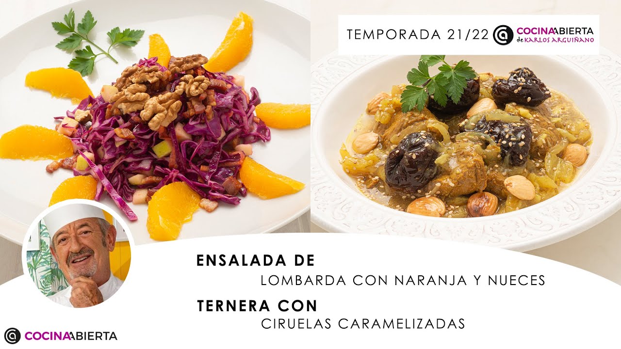 ENSALADA de lombarda con naranja y TERNERA con ciruelas 🥗👩🏻‍🍳 Cocina Abierta de Karlos Arguiñano