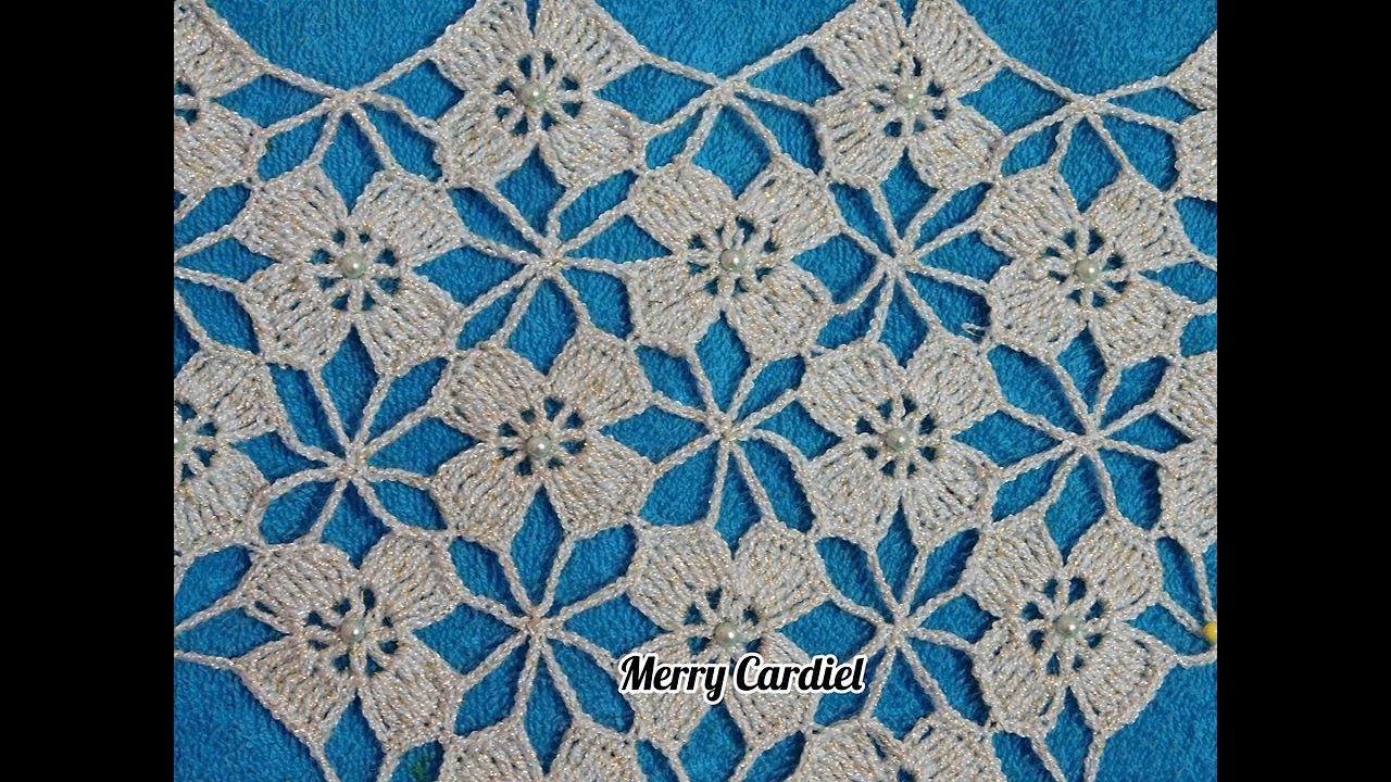 COMO TEJER PUNTADA PARA CHAL FLOR DE ANÍS  A CROCHET Y PERLITAS