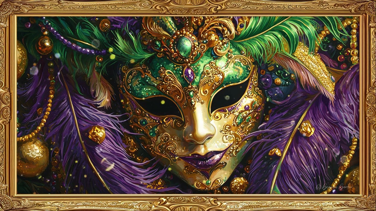Mardi Gras Celebration | Jazz Music & Festive Masks Frame TV Art in 4K HD