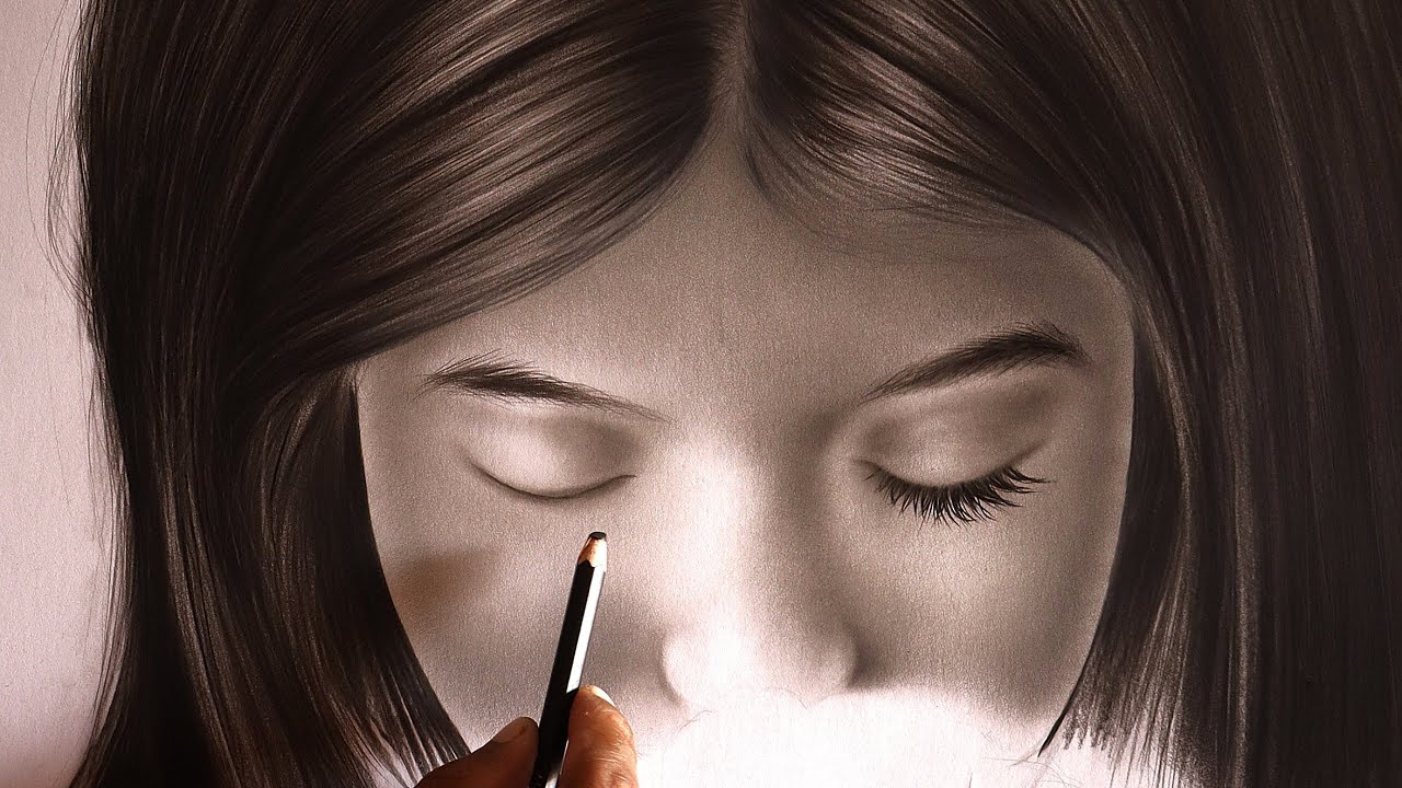 How to draw ( Face , Eyes , Hair, Eyelashes ) Realistic Artwork - Finding New Style -Drawing