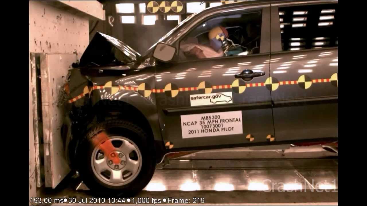 Honda Pilot | 2011 | Frontal Crash Test | NHTSA High Speed Camera | CrashNet1